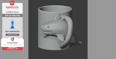 Shark Mug - Animal Wall Hook STL
