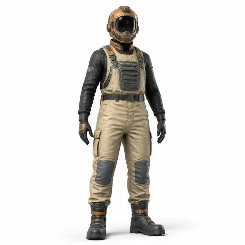 Sci-fi character figurine in a helmet and overalls, designed for 3D printing.