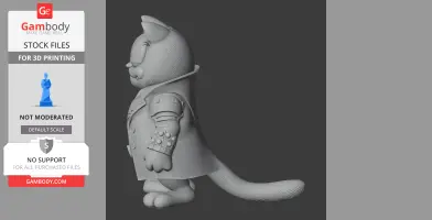 3D model of a mashup figure combining Garfield and a character in a trench coat and gloves.