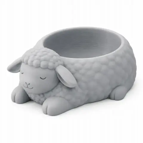 A 3D model of a bowl shaped like a sleeping sheep, used as a decorative wall hook.