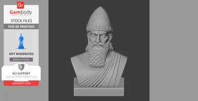 Bust of an ancient warrior with a detailed beard and helmet, suitable for 3D printing.