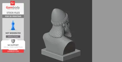 3D model of a bust depicting a historical warrior with a detailed beard and helmet.