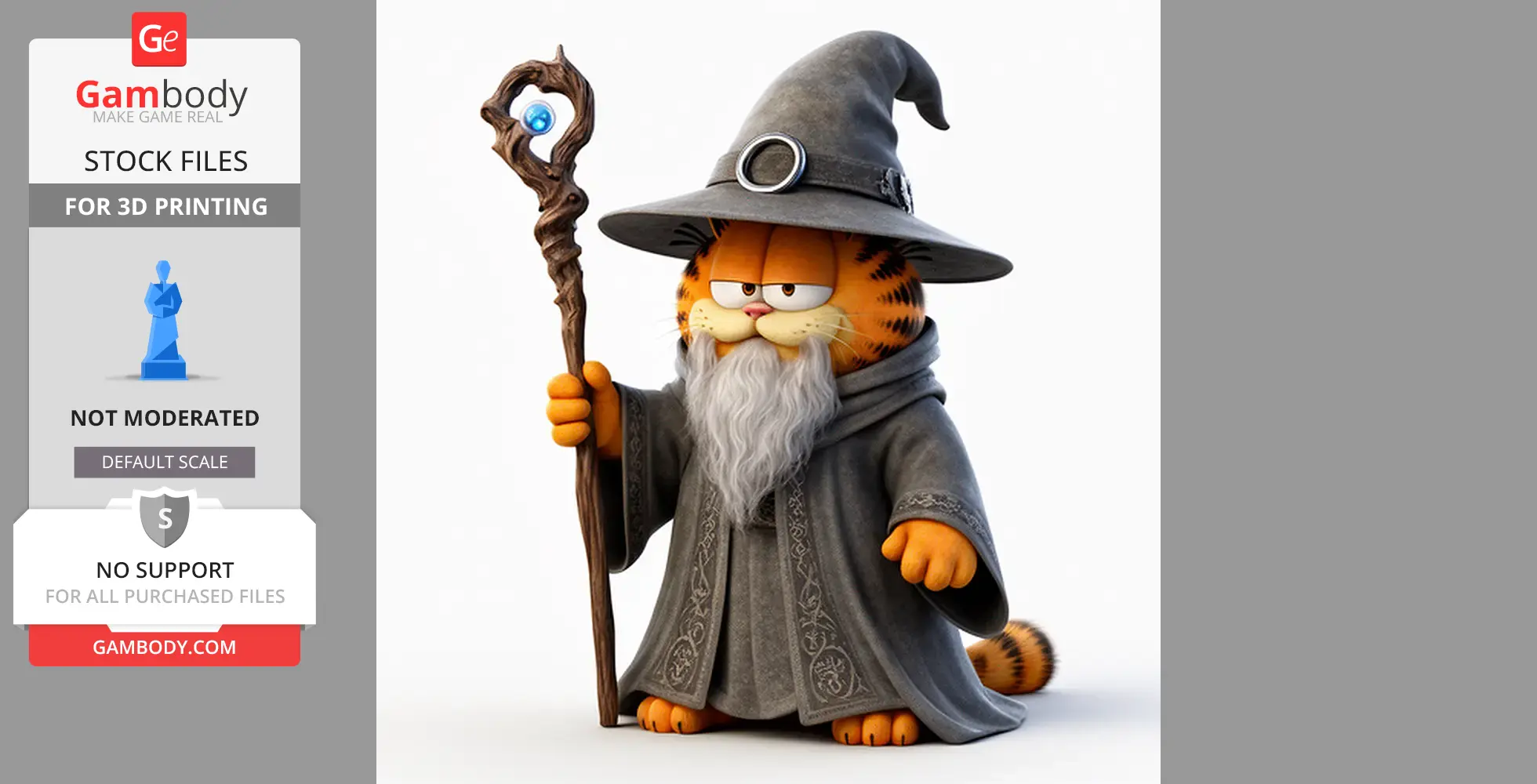 Garfield Gandalf Ring Figure - Mashup Figure STL