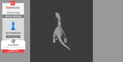 Rear view of a 3D Ohmdenosaurus model with a long neck and tail, designed for 3D printing.