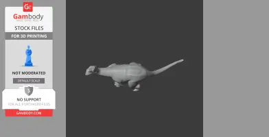 3D model of Ohmdenosaurus, a prehistoric dinosaur, in a neutral pose for 3D printing.
