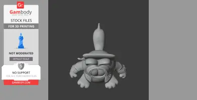 A stylized 3D figure combining elements of Garfield and Ghost Rider, featuring exaggerated features.