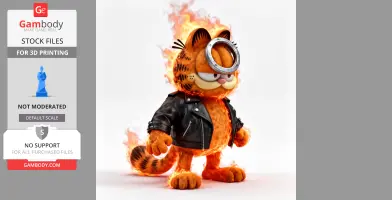 A mashup figure of Garfield as Ghost Rider, wearing a leather jacket with flaming details.