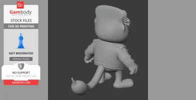 A 3D model mashup of a cartoon cat with spiky tail and biker attire, viewed from the back.