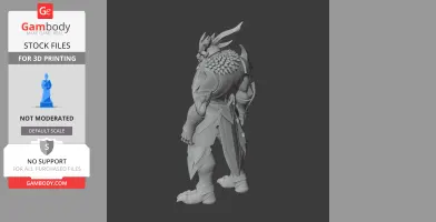 Armored creature figurine with horned helmet and spiked shoulder, designed for 3D printing.