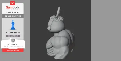 A muscular figure with feline features, resembling a cartoon cat with exaggerated muscles.