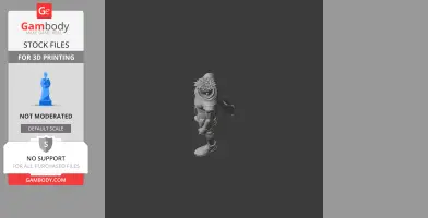 A 3D model of a character in ornate armor with a detailed headdress, designed for 3D printing.