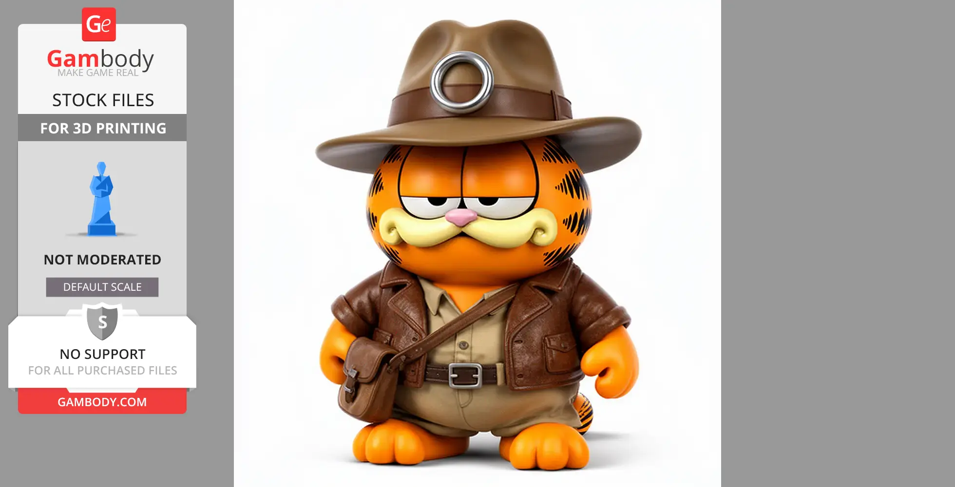 Garfield Indiana Jones Ring Figure - Mashup Figure STL