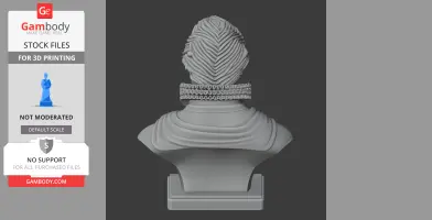3D bust model of Henry IV of France, viewed from the back, showing detailed hair and ornate collar.