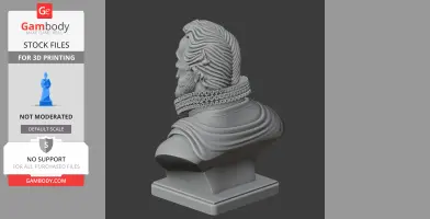 3D printable bust of Henry IV of France with detailed ruff collar and flowing hair, viewed from the side.