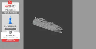 3D model of a cruise ship designed for 3D printing, shown on a display platform.