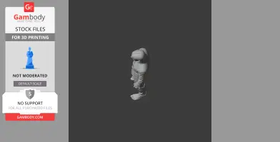 3D model of a hooded figure standing with crossed arms, viewed from above, ready for 3D printing.