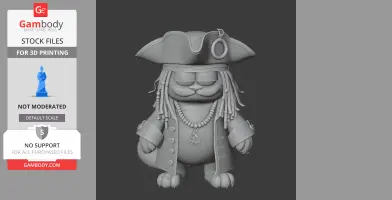Garfield Jack Sparrow Ring Figure - Mashup Figure STL