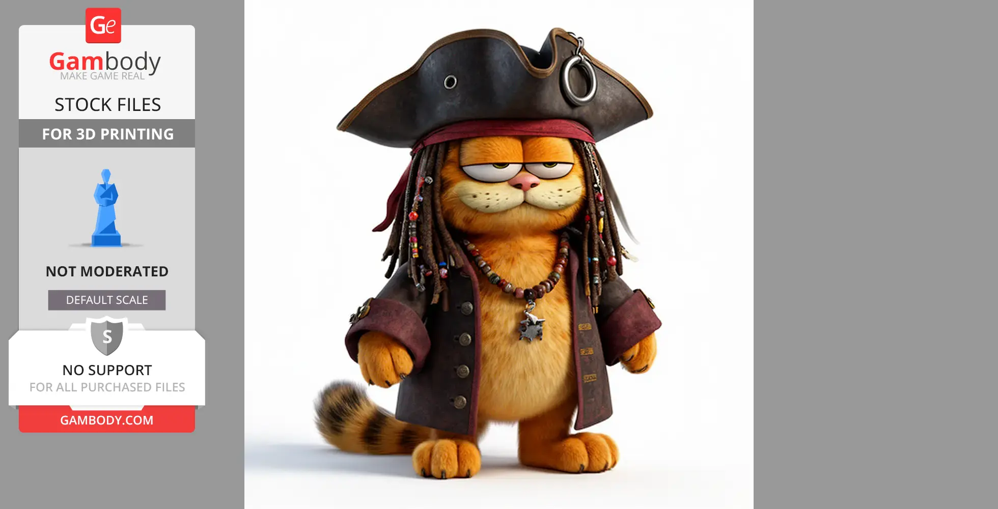 Garfield Jack Sparrow Ring Figure - Mashup Figure STL