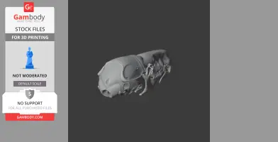 3D model of a common shrew skull, detailed for printing, displayed on a dark background.