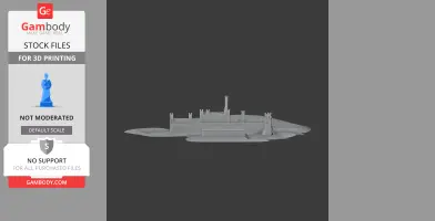 3D model of Augill Castle with towers and walls for printing, displayed on Gambody platform.