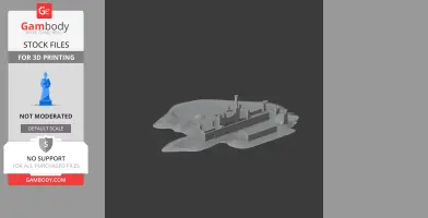 3D model of Augill Castle with towers and walls, set on a base for printing.