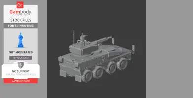 Detailed 3D model of a Boxer IFV tank with eight wheels and mounted turret for 3D printing.