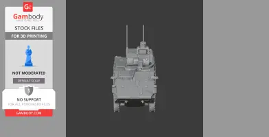 Front view of a detailed 3D Boxer IFV tank model for printing, with antennas and turrets visible.