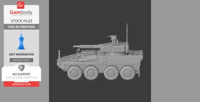A detailed 3D model of a Boxer IFV tank with eight wheels and turret for 3D printing.