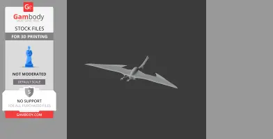 A 3D model of an Ornithocheirus, a prehistoric flying reptile, with outstretched wings.