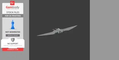 A 3D model of an Ornithocheirus, a prehistoric flying reptile, with outstretched wings for printing.