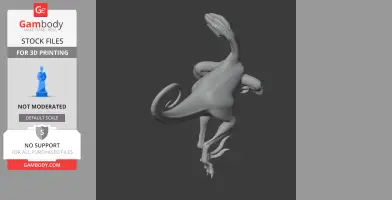 A 3D model of a dynamic Ornitholestes dinosaur in motion, with detailed body and tail, designed for printing.
