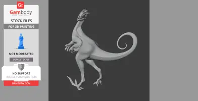Ornitholestes 3D model, a dinosaur with a long tail and short arms, designed for 3D printing.