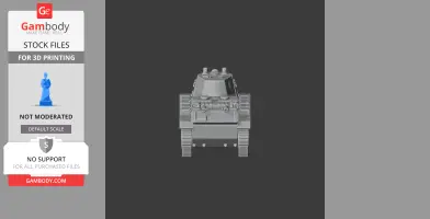 Front view of a detailed 3D BT tank model for printing, shown against a dark background.