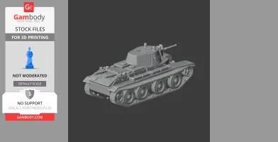 3D printable model of a detailed BT tank with turret and tracks.