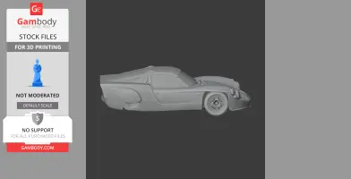 3D model of a classic Alpine A220 vehicle, side view, for 3D printing.