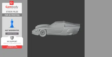 3D model of a sleek Alpine A220 racing car, side view, suitable for 3D printing.