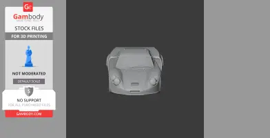 Front view of a detailed, 3D-model car resembling an Alpine A220, designed for 3D printing.