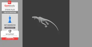 3D model of a prehistoric reptile, similar to a dinosaur, poised for 3D printing.