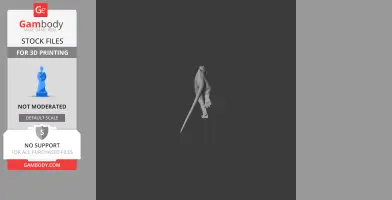 Gray 3D model of a prehistoric bipedal dinosaur with a long tail, shown in a side view.