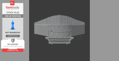 3D model of a neoclassical building facade with arches and decorative elements, ready for printing.