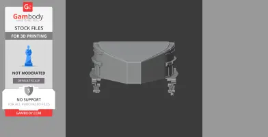 3D model of a triangular building section with arches and detailed base for 3D printing.