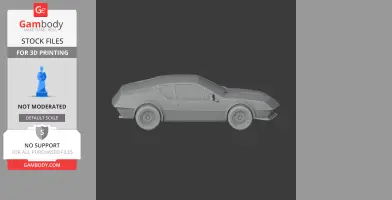 Gray 3D model of Alpine A310 car, side view, detailed for 3D printing.