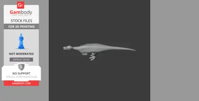 3D model of a prehistoric Orodromeus dinosaur for printing, shown in a side view on a dark background.