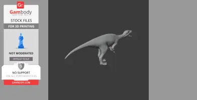 Gray 3D model of an Orodromeus dinosaur in a walking pose.