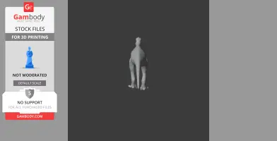 3D model of an Orodromeus dinosaur from the rear view, standing upright for printing.