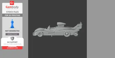 Detailed 3D model of a sleek, aerodynamic race car with a prominent rear wing.