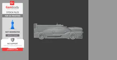 3D model of an Alpine A480 race car, detailed side view for 3D printing.
