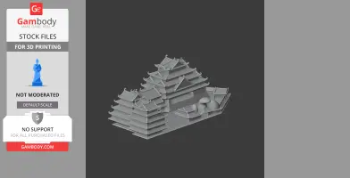 3D model of a multi-tiered Japanese castle structure with layered roofs, designed for 3D printing.