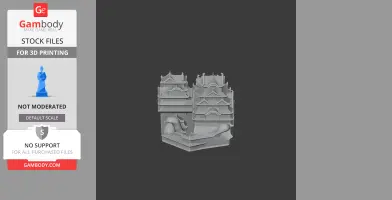 3D model of Azuchi Castle with tiered roofs, detailed architecture, ready for printing.