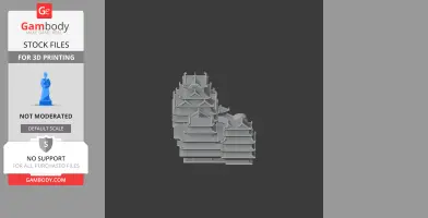 3D model of Azuchi Castle with multiple tiered roofs, designed for printing.
